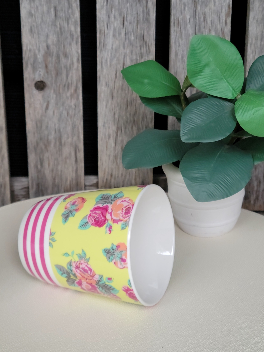 Matilda Jane Yellow Floral Mug with Pink Stripes - Picture 3 of 7
